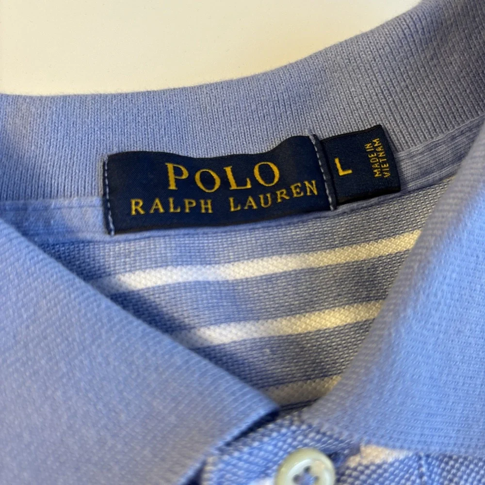 POLO RALPH LAUREN Polo Shirt Mesh Striped W/orange Pony Men's‎ LARGE